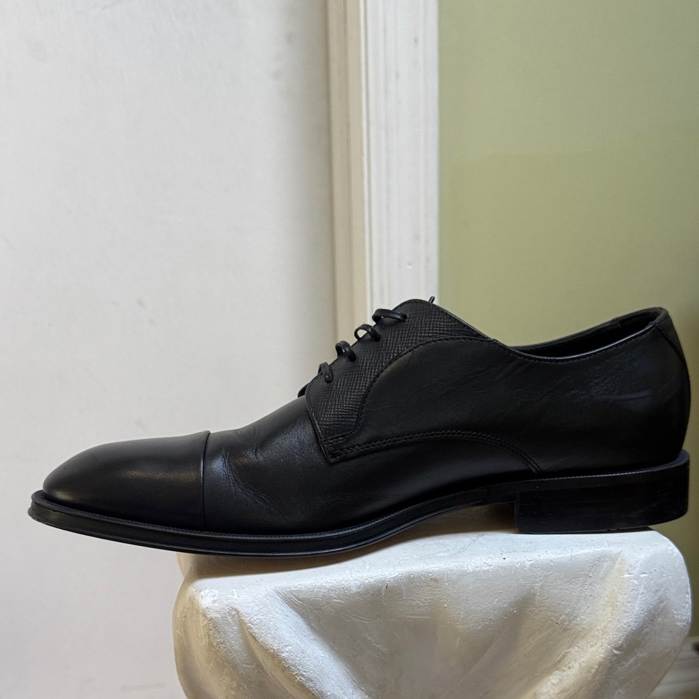 Boss Black Leather Derreck cap toe Derby Shoes size 7.5 men H4N11